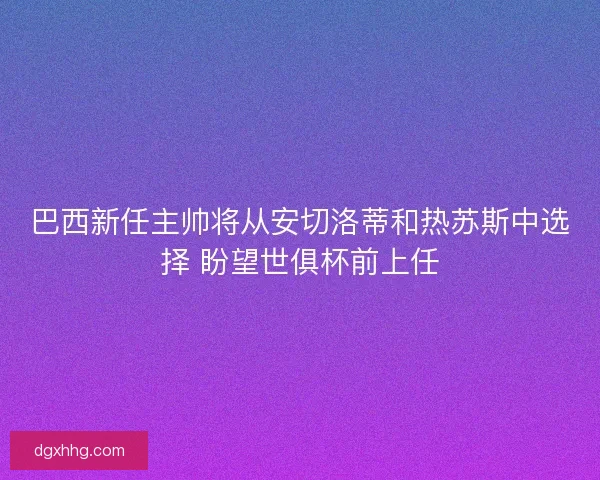 巴西新任主帅将从安切洛蒂和热苏斯中选择 盼望世俱杯前上任 巴西新任主帅将从安切洛蒂和热苏斯中选择 盼望世俱杯前上任