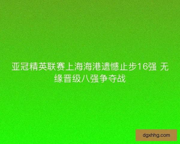 亚冠精英联赛上海海港遗憾止步16强 无缘晋级八强争夺战 亚冠精英联赛上海海港遗憾止步16强 无缘晋级八强争夺战